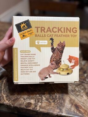 ADT Tracking Balls Cat Feather Toy - Yellow